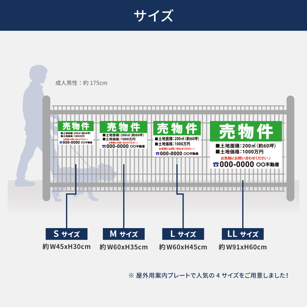 【社名・電話番号入れ対応】「売物件」 不動産 管理看板 募集看板 広告 契約 会社 お店 店舗 電話番号 売物件 新築 売地看板 fds-07
