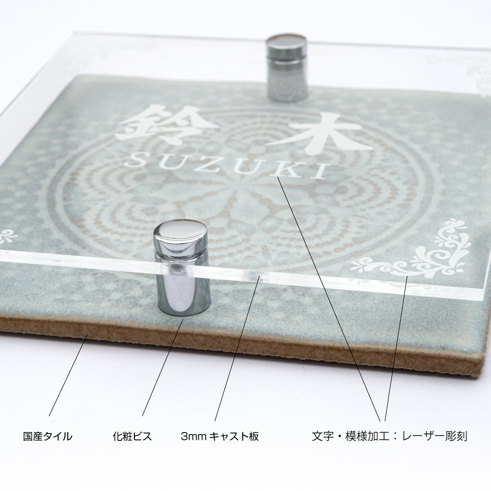 表札 戸建て 組み合わせ表札【タイル+キャスト板】デザイン表札 文字彫刻加工 gs-nmpl-1030