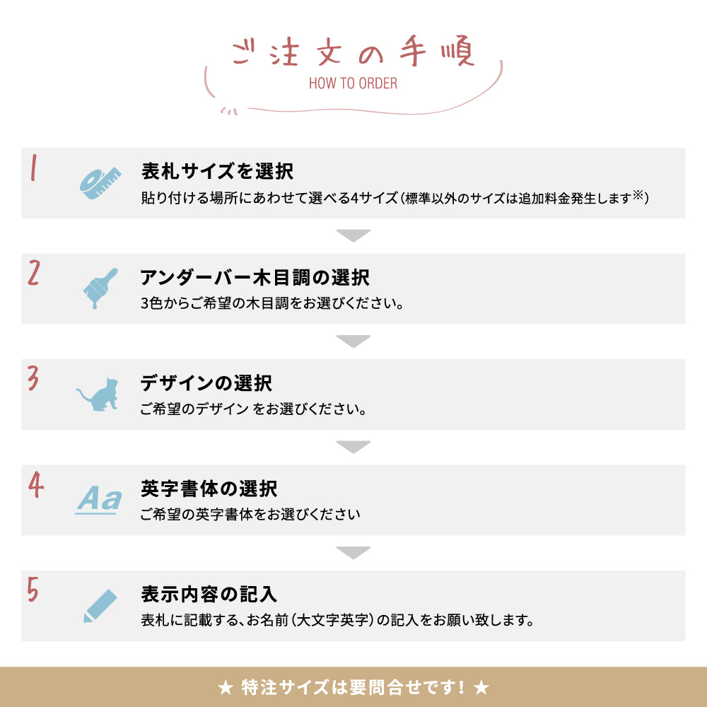 黒アクリル 表札 木目調 アイアン風 かわいい ネームプレート<選べる3種サイズ> 表札アクリル 3M強力テープ付き! gs-nmpl-1014