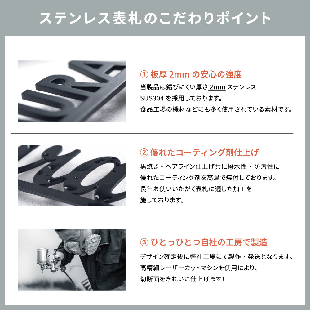 アイアン表札 漢字+英字 アイアン調 切り文字 門札 国内生産 北欧風 落ち着いた上品な塗装表札 gs-nmpl-1027