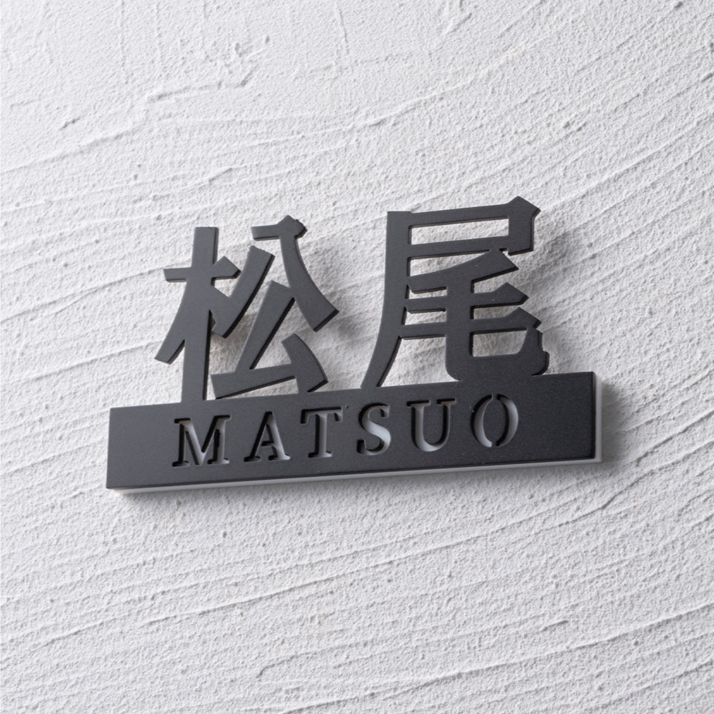 ステンレス 表札 切り文字 漢字 ローマ字 貼り付けタイプ アイアン gs-nmpl-1062