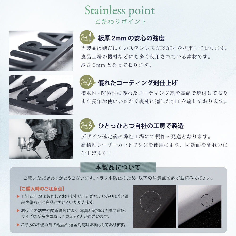 インターホンカバー&表札 アイアン ネームプレート 名前入り 漢字 番地 gs-nmpl-1076