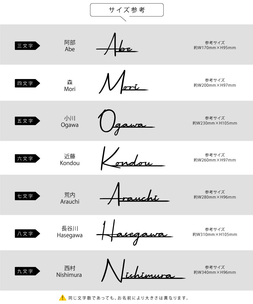 アルミ製表札 W170mm~W340mm シルバー 高耐久 屋外 gs-nmpl-1077