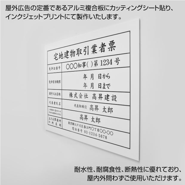 建設業の許可票 看板「大理石風看板+黒文字」建設業の許可票 表示看板 工事看板 激安 pl-marble
