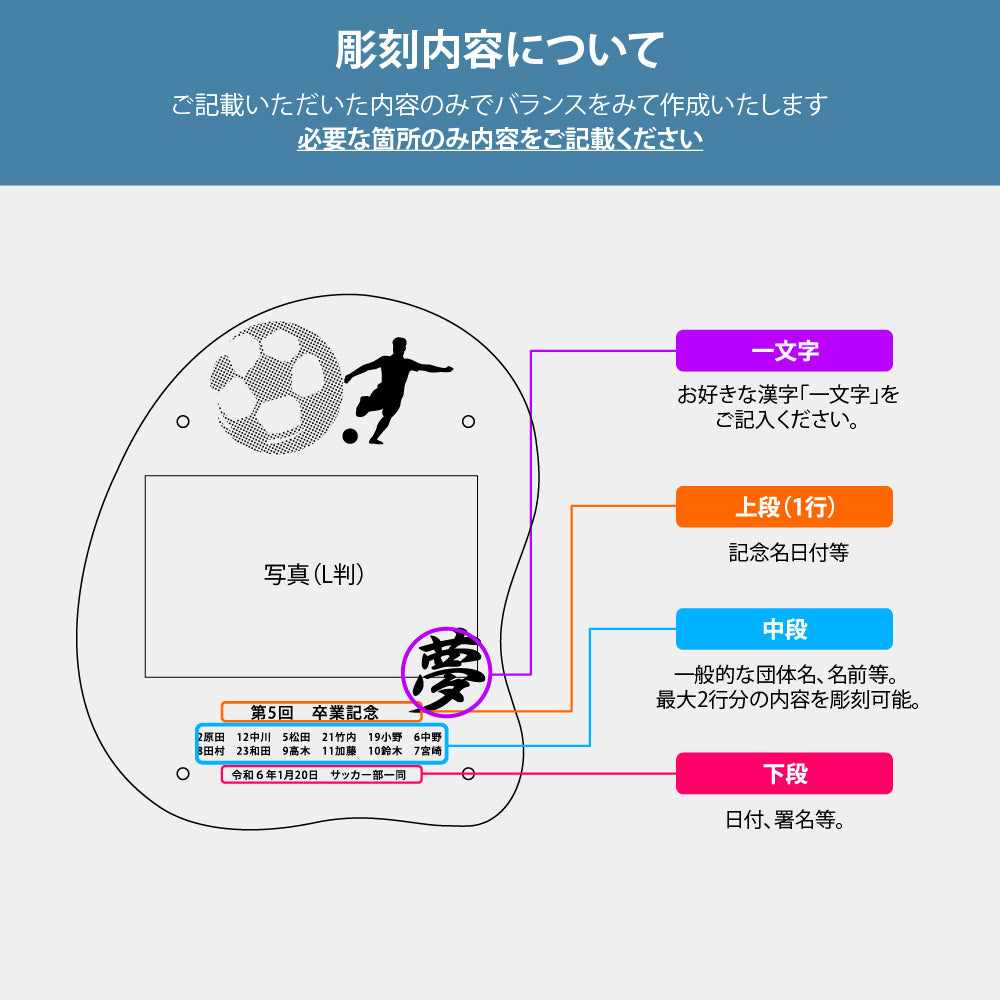 スポーツ フォトフレーム 写真立て アクリル 名入れ 名前 刻印 イベント 記念品 優勝記念 卒業記念 記念盾 卒業 部活 金具 スタンド 卓上 透明 クリア 表彰状 プレゼント gspl-13