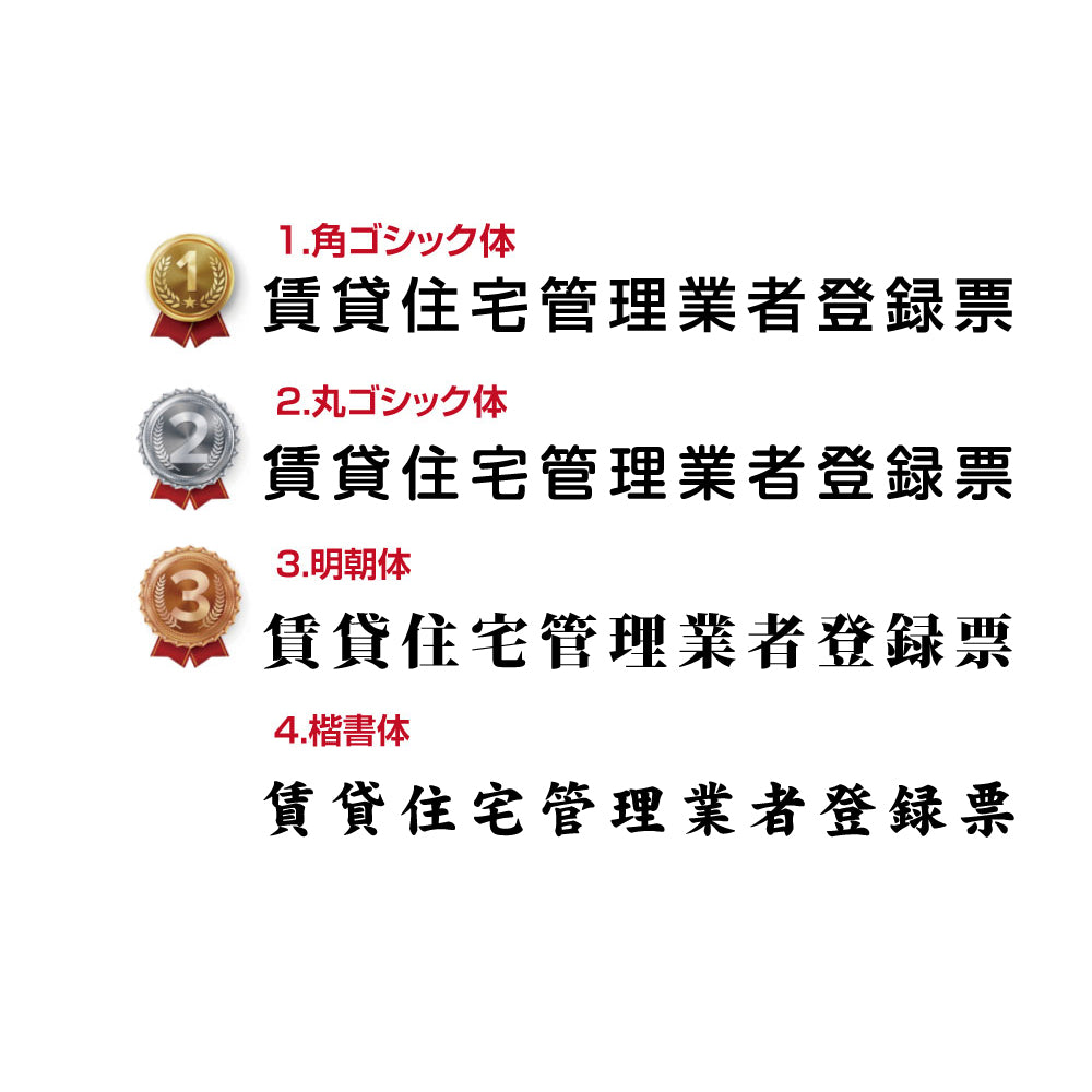 賃貸住宅管理業者登録票看板 ゴールド 選べる4書体 UV印刷 ステンレス仕樣 撥水加工 錆びない kin14