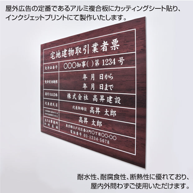 建設業の許可票 登録票【木目調】W45cm×H35cm / 許可票 文字入れ 激安業務用 pl-wood